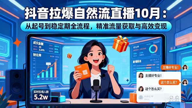 (10.22)抖音拉爆自然流直播10月：从起号到稳定期全流程，精准流量获取与高效变现